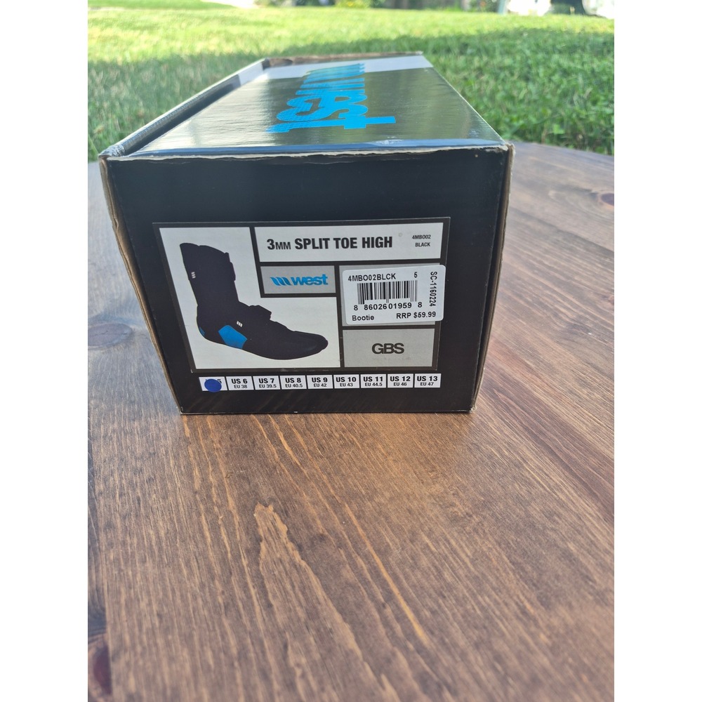 West Wetsuits 3mm Split Toe High Surf Booties Black Blue‎ Size 5 4MB002BLCK GBS - Picture 8 of 9